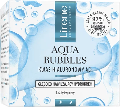 Krem do twarzy nawilżający Lirene Aqua Bubbles Hyaluronic Acid 4D 50 ml (5900717769311)