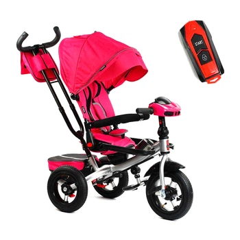 Дитячий триколісний велосипед-коляска з батьківською ручкою Best Trike 6088 F - 307-19 з поворотним сидінням та надувними колесами, Рожево-сріблястий