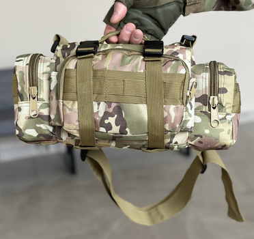 Тактична сумка підсумок на пояс Tactic нагрудна сумка через плече 5 л Мультикам (104-multic)