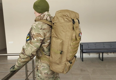 Тактичний військовий рюкзак для походів Tactic великий армійський рюкзак на 70 літрів Койот (ta70-coyote)