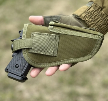 Универсальная кобура для пистолета Tactic кобура на пояс с карманом под магазин Олива (2023-holster-olive)