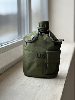 Военная фляга с котелком в чехле Tactic набор фляга 1 литр и котелок 650 мл Олива (flask-olive)
