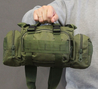 Тактична сумка підсумок на пояс Tactic нагрудна сумка через плече 5 л Олива (104-olive)