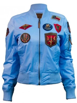 Бомбер Miss Top Gun MA-1 jacket with patches M Light Blue TGJ1573P-SLBM