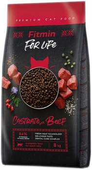 Sucha karma bezzbożowa dla dorosłych kotów z nadwagą Fitmin Cat for life castrate beef 8 kg (8595237032112)