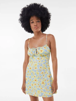 Сарафан жіночий Bershka XAZ355141ZMKW S Блакитний з жовтим (DD8000006673927)