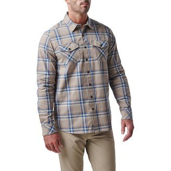 Сорочка 5.11 Tactical Gunner Plaid Long Sleeve Shirt 5.11 Tactical Badlands Tan Plaid, M (Коричневая) Тактическая