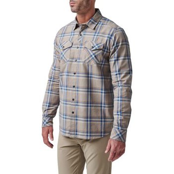 Сорочка 5.11 Tactical Gunner Plaid Long Sleeve Shirt 5.11 Tactical Badlands Tan Plaid, L (Коричневый) Тактическая