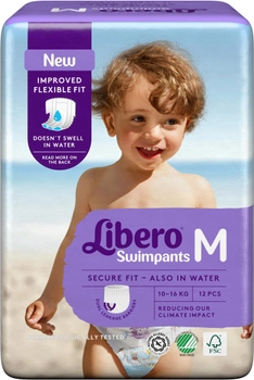 Подгузники-трусики детские для плавания Libero Swimpants Medium 10-16 кг 12 шт (7322541981741)