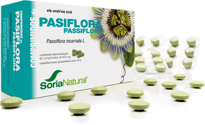 Харчова добавка Soria Pasiflora 600 мг 60 таблеток (8422947094287)