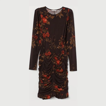 Платье вечернее короткое летнее женское H&M 0835020 XS Коричневое (7000000000468)