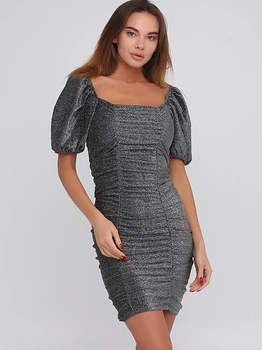 Платье вечернее короткое летнее женское H&M Divided 0921447 XS Серое (7000000000879)