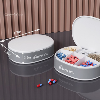 Герметичный органайзер для таблеток, портативный контейнер с 6 отделениями (CM00006білий)
