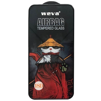 Захисне 2.5D скло Weva AirBag (тех.пак) для Apple iPhone 13 / 13 Pro / 14 / 16e (6.1") Чорний