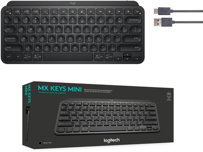 Клавіатура Logitech MX Keys Mini TKL Wireless Bluetooth Scissor Keyboard with Backlit Keys us/ansi Black (920-010475)