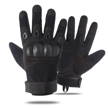 Тактичні повнопалі військові рукавички із захистом кісточок закриті L Чорні