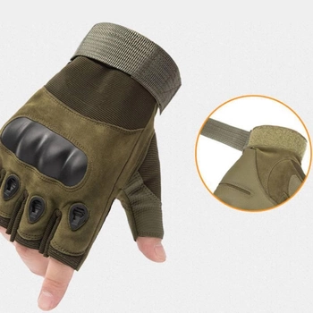 Тактичні рукавички з відкритими пальцями із захистом кісточок XL Зелені