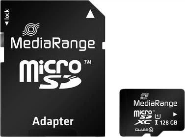 Карта пам'яті MediaRange 128GB microSDXC memory card, UHS-1 Class 10, with SD adapter (MR945)