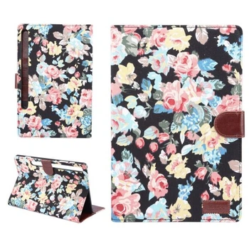 Чохол Deexe Peony Pattern для Samsung Galaxy Tab S7 Plus (T970/975) / S8 Plus (T800/806) - Black