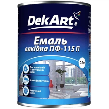 Емаль алкідна DekArt ПФ-115 0,9 кг, жовта