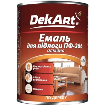 Эмаль алкидная DekArt ПФ-266 0,9 кг, желто-коричневая.