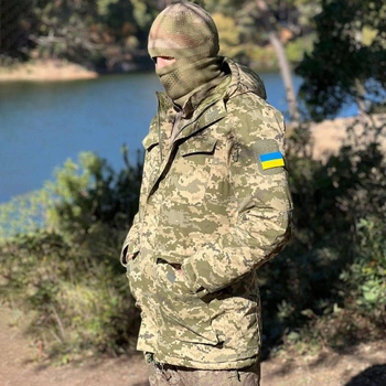 Мужская зимняя Куртка CORDURA с Капюшоном на синтепоне / Бушлат до -25°C пиксель размер 3XL