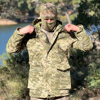 Мужская зимняя Куртка CORDURA с Капюшоном на синтепоне / Бушлат до -25°C пиксель размер L