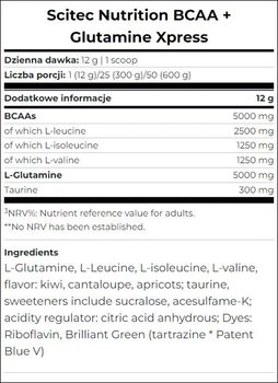 Kompleks aminokwasów Scitec Nutrition BCAA+Glutamine Xpress 12g Arbuzowy (5999100022546)