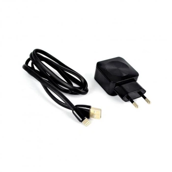 Мережевий зарядний пристрій Aspor F13C Carbon Series 2.1A/2USB + USB кабель Lightning- чорний