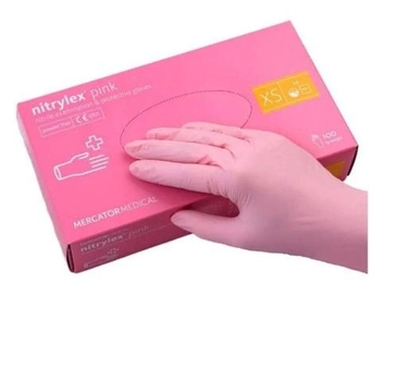 Перчатки Розовые нитриловые Nitrilex Mercator Medical XS 100шт (AK0023)