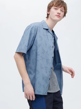 Рубашка летняя мужская Uniqlo 910695593 XS Синяя (1159788227)