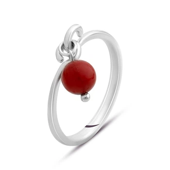 Срібна каблучка з коралом, вага виробу 1,6 гр (2145646)