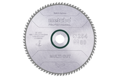 Пильний диск по мультиматеріалам Metabo 254x30x2.4 FZ / TZ, 80 зубів (628093000)