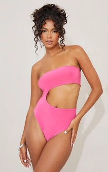 Боди бандо с вырезом PrettyLittleThing Розовый 11045 M (44)