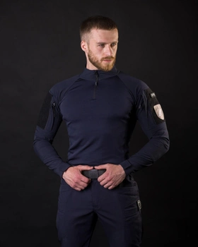 Мужская тактическая рубашка Убакс синий под шевроны армейская XXL