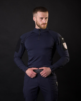 Мужская тактическая рубашка Убакс синий под шевроны армейская XS