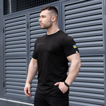 Мужская тактическая футболка черная под шевроны армейская M