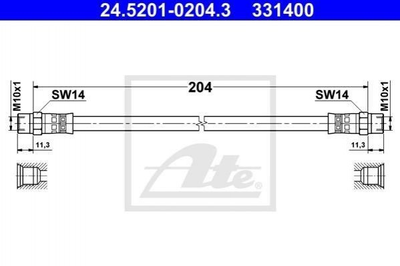 Гальмівний шланг ATE 24520102043 BMW 7 Series, 5 Series, 3 Series, 6 Series; Volvo C70, V70 34321113183, 34321115695, 34321159878