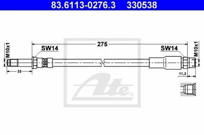 Гальмівний шланг ATE 83611302763 BMW 5 Series 34301165190