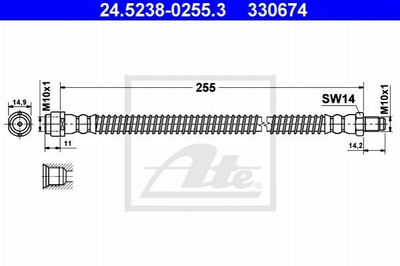 Шланг гальмівний ATE 24523802553 Mercedes S-Class, E-Class, CLS-Class 2114200648, 2114200548, A2114200548