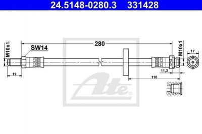 Гальмівний шланг ATE 24514802803 Ford Mondeo 1S712282AE, 1S712282AD, 1S712282AC