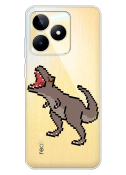 Прозорий силіконовий чохол iSwag для Realme Narzo N53 - Піксельний динозавр (ISRNN5352)