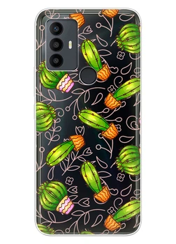 Прозрачный силиконовый чехол iSwag для TCL 30 SE / TCL 30E / TCL 306 / TCL 305 с рисунком - Арт кактусы (ISTCL30SE50)