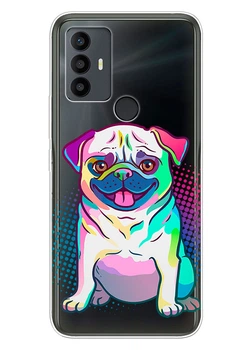 Прозрачный силиконовый чехол iSwag для TCL 30 SE / TCL 30E / TCL 306 / TCL 305 с рисунком - Мопс (ISTCL30SE62)