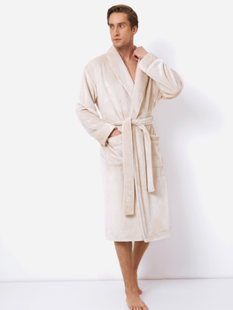 Халат чоловічий з велсофту теплий Aruelle Henry bathrobe L Кремовий (5905616144931)