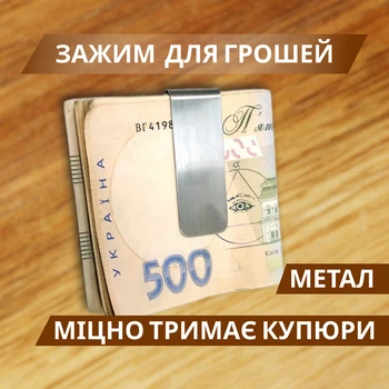 Затискач для грошей хром Classic 5,5х2х0,6 см