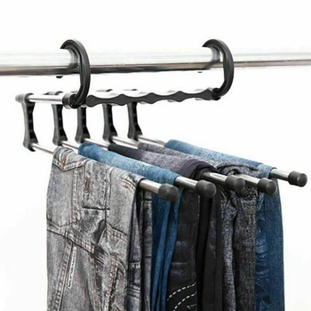 Многоярусная вешалка-органайзер для брюк Hanglite 5-in-1 Trouser Hanger металлическая на 5 ярусов Черный