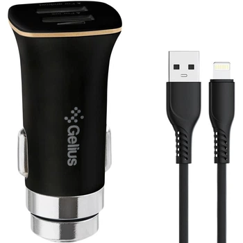 Автомобильное зарядное устройство Gelius Apollo GP-CC01 2USB 3.1A 15W + кабель Lightning Black