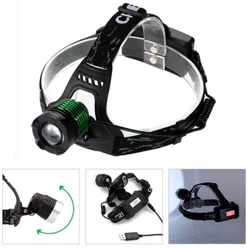 Аккумуляторный налобный фонарик Bailong BL-2188B-T6, от USB