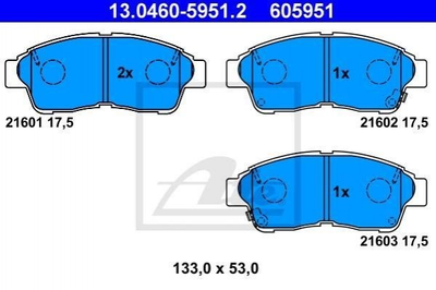 Тормозные колодки ATE 13046059512 Toyota Corolla, Rav-4, Carina, Camry, Celica 04465YZZ63, 04465YZZ51, 0446542120